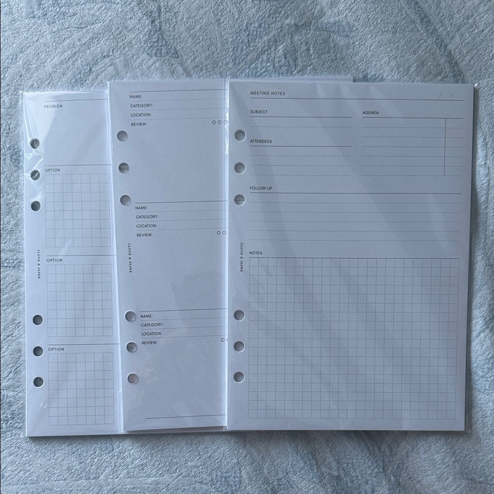 Cloth & Paper A5 Planner Inserts